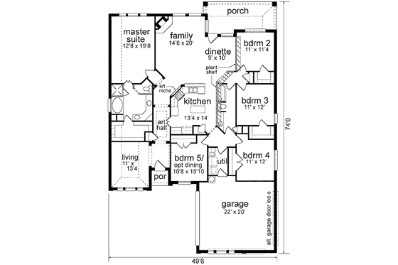 Floor Plan - Main Floor for Traditional House Plan #84-233 - 5 bed, 2 bath