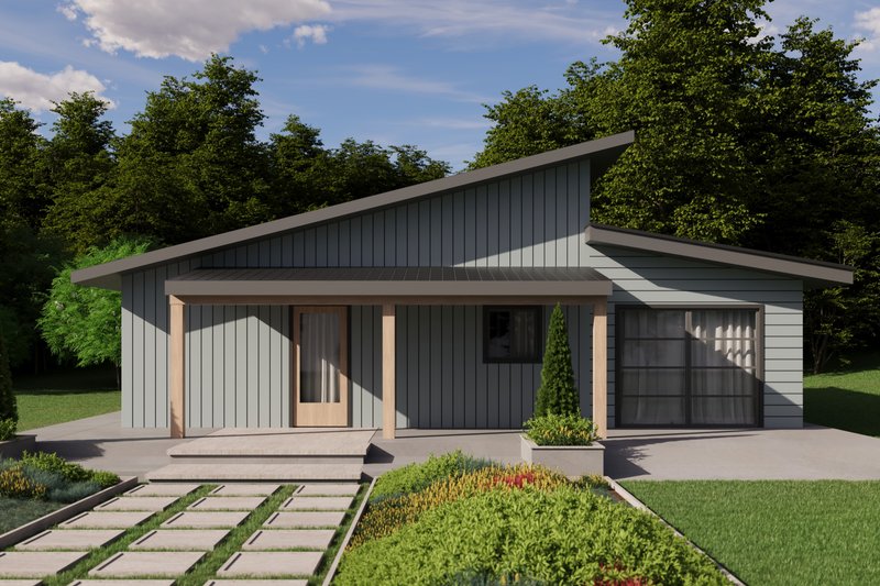 House Blueprint - Exterior - Front Elevation 5 for Modern House Plan #1106-167, 1 bath