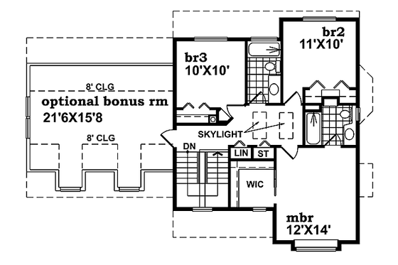 Floor Plan - Upper Floor for Farmhouse House Plan #47-348 - 3 bed, 2.5 bath