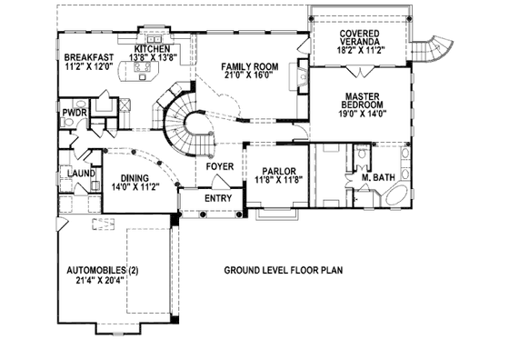 Floor Plan - Main Floor for European House Plan #141-227 - 4 bed, 3.5 bath