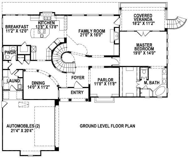 Floor Plan - Main Floor for European House Plan #141-227 - 4 bed, 3.5 bath