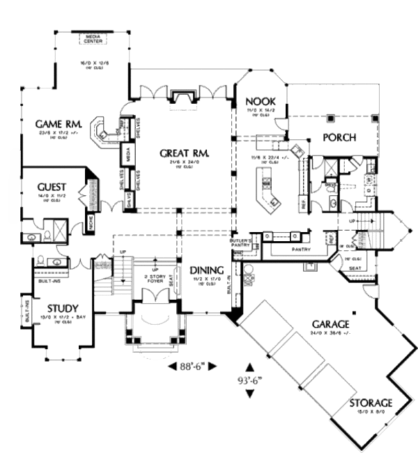 Dream House Plan - Craftsman Floor Plan - Main Floor Plan #48-356