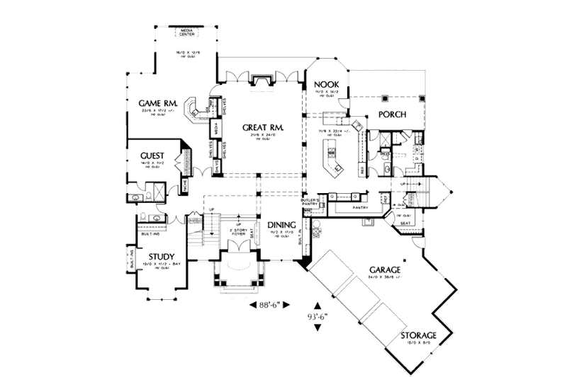 Home Plan - Floor Plan - Main Floor for Craftsman House Plan #48-356 - 5 bed, 6.5 bath