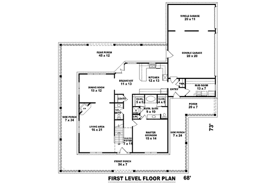 Floor Plan - Main Floor for Farmhouse House Plan #81-1457 - 4 bed, 3.5 bath