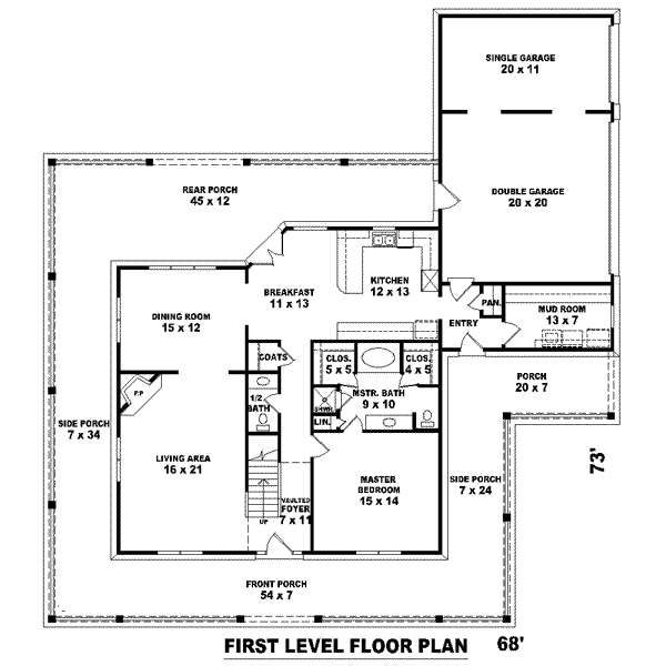 Farmhouse Floor Plan - Main Floor Plan #81-1457
