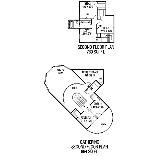 Traditional Floor Plan - Upper Floor Plan #60-519