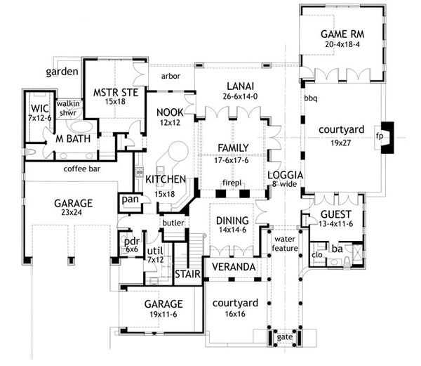 House Design - Mediterranean Floor Plan - Main Floor Plan #120-163