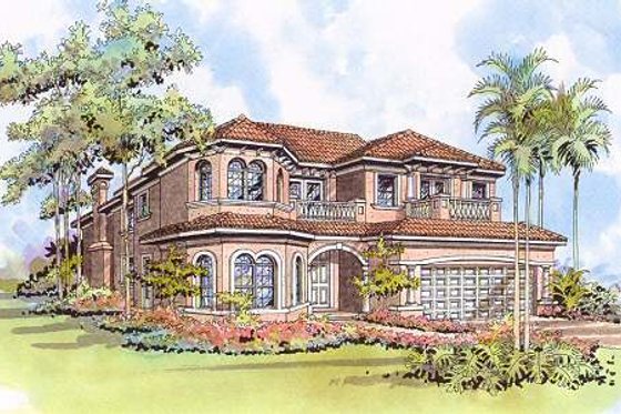 Exterior - Front Elevation for Mediterranean House Plan #420-151 - 5 bed, 4.5 bath