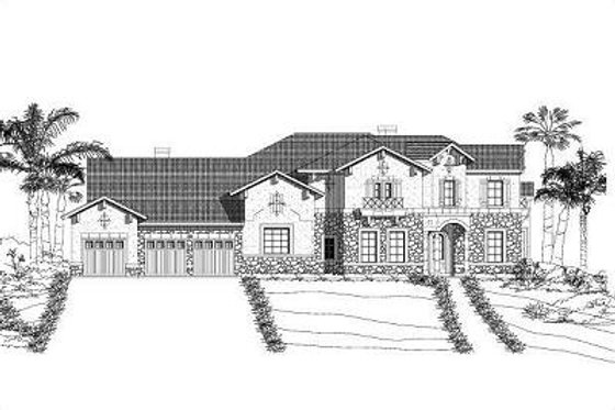 Exterior - Front Elevation for European House Plan #411-254 - 4 bed, 3.5 bath
