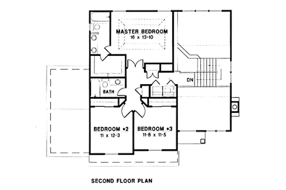 Floor Plan - Upper Floor for Traditional House Plan #67-103 - 3 bed, 2.5 bath