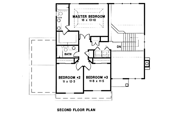 Traditional Floor Plan - Upper Floor Plan #67-103