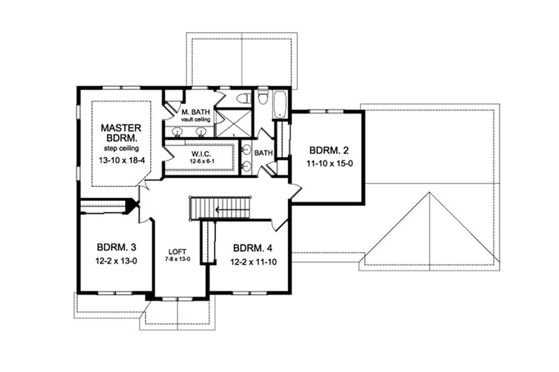 Dream House Plan - Floor Plan - Upper Floor for Colonial House Plan #1010-216 - 4 bed, 2.5 bath