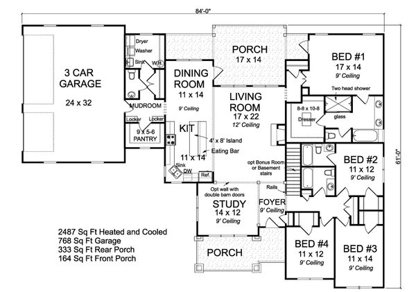 Home Plan - Ranch Floor Plan - Main Floor Plan #513-2185