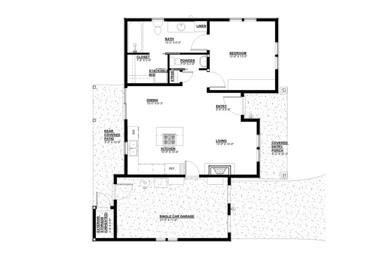 Architectural House Design - Floor Plan - Main Floor for Traditional House Plan #895-130 - 1 bed, 1.5 bath