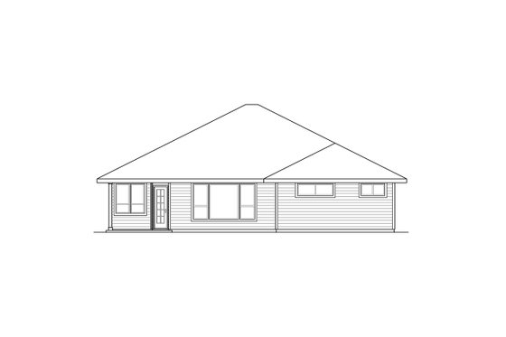 Exterior - Rear Elevation for Prairie House Plan #124-911 - 3 bed, 2 bath