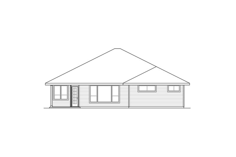 Dream House Plan - Exterior - Rear Elevation for Prairie House Plan #124-911 - 3 bed, 2 bath