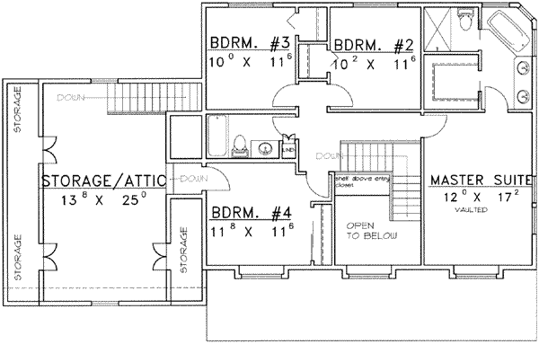 Country Floor Plan - Upper Floor Plan #117-343