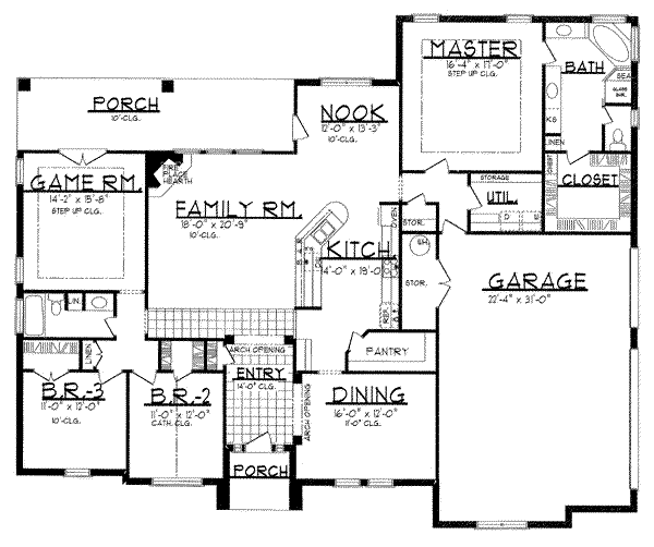 Traditional Floor Plan - Main Floor Plan #62-129