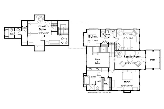 Floor Plan - Upper Floor for Craftsman House Plan #928-7 - 3 bed, 3 bath