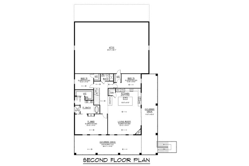 House Blueprint - Floor Plan - Upper Floor for Barndominium House Plan #1064-414 - 3 bed, 3 bath
