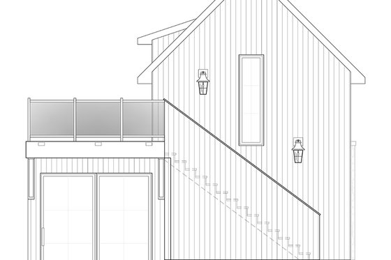 Exterior - Rear Elevation 1 for European House Plan #23-2824 - 2 bed, 1 bath