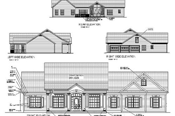 Exterior - Other Elevation 1 for Traditional House Plan #56-164 - 3 bed, 3 bath