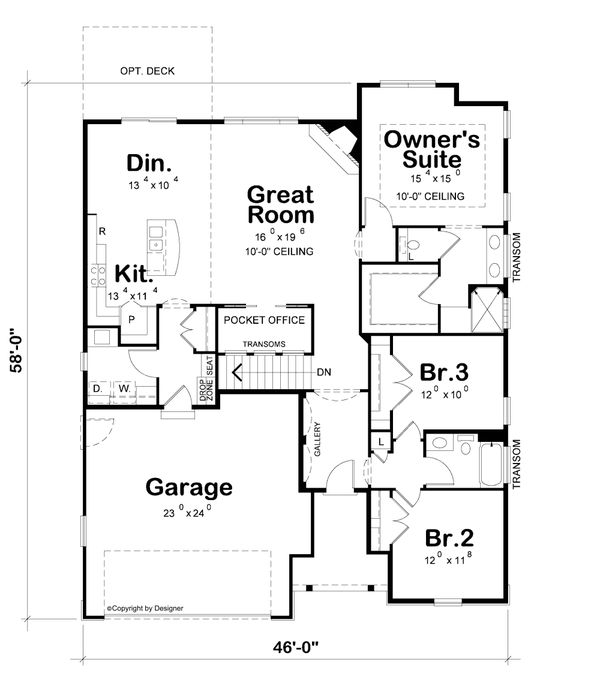 Architectural House Design - Mediterranean Floor Plan - Main Floor Plan #20-2438