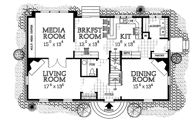 House Plan Design - Floor Plan - Main Floor for Colonial House Plan #72-982 - 3 bed, 2.5 bath