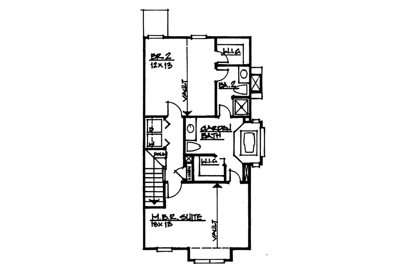 Home Plan - Floor Plan - Upper Floor for Traditional House Plan #30-253 - 2 bed, 2.5 bath