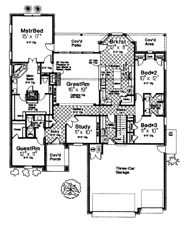 House Plan Design - Craftsman Floor Plan - Main Floor Plan #310-1228