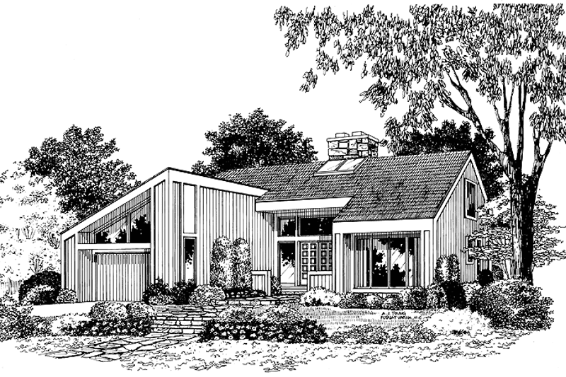 House Blueprint - Contemporary Exterior - Front Elevation Plan #72-766