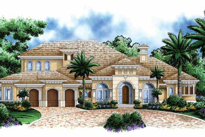 Architectural House Design - Mediterranean Exterior - Front Elevation Plan #1017-107