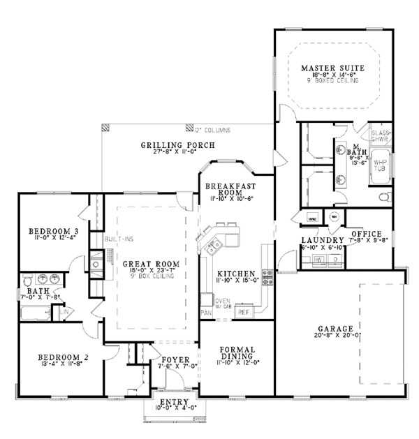 House Design - Ranch Floor Plan - Main Floor Plan #17-2832