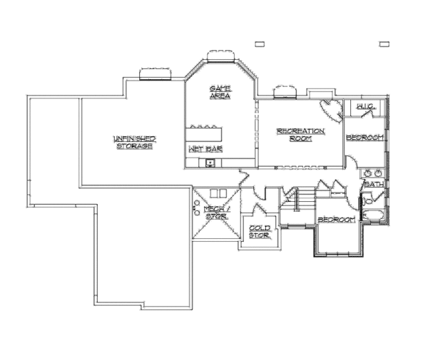House Design - European Floor Plan - Lower Floor Plan #945-105