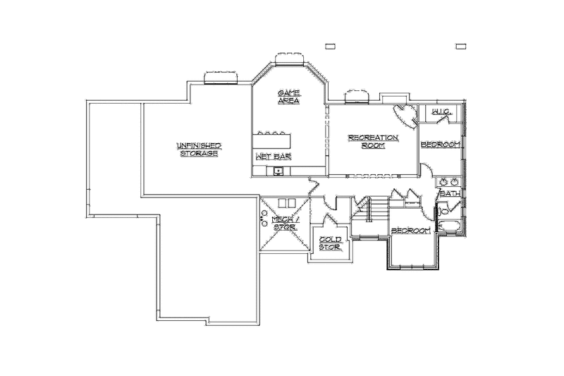 House Blueprint - Floor Plan - Lower Floor for European House Plan #945-105 - 2 bed, 2.5 bath