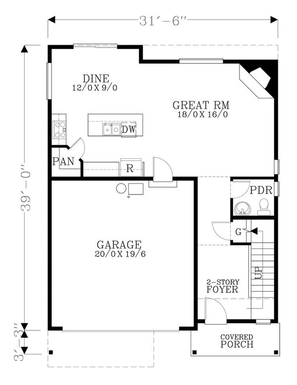 Craftsman Floor Plan - Main Floor Plan #53-503