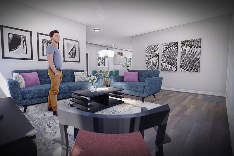 House Design - Interior - Family Room for Prairie House Plan #70-1505 - 3 bed, 2.5 bath