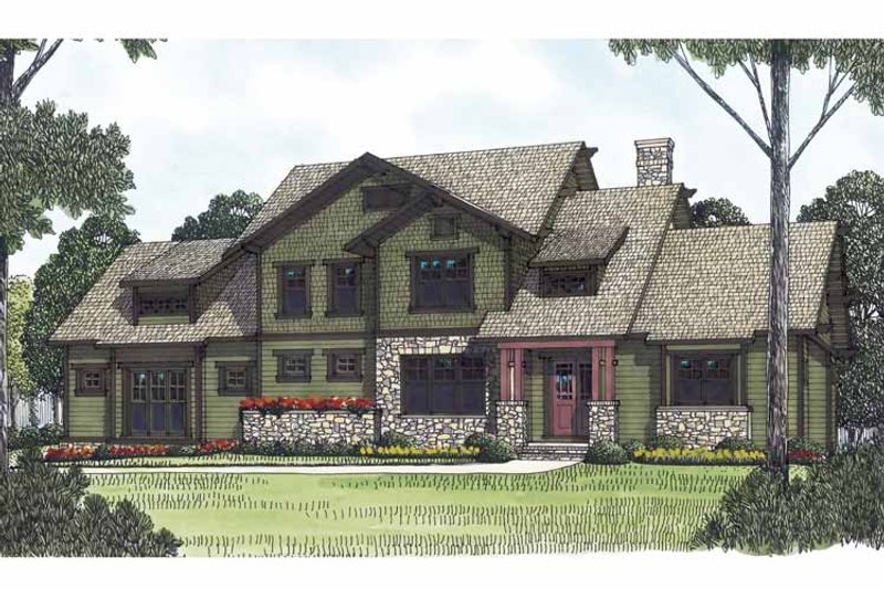 Architectural House Design - Exterior - Front Elevation 3 for Craftsman House Plan #453-558 - 4 bed, 3.5 bath