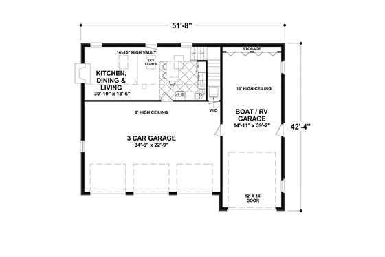 Floor Plan - Main Floor for Craftsman House Plan #56-617 - 2 bed, 1 bath