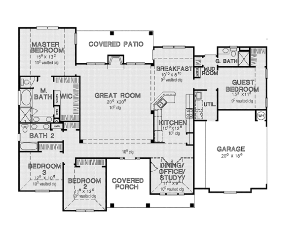 House Design - Country Floor Plan - Main Floor Plan #472-373