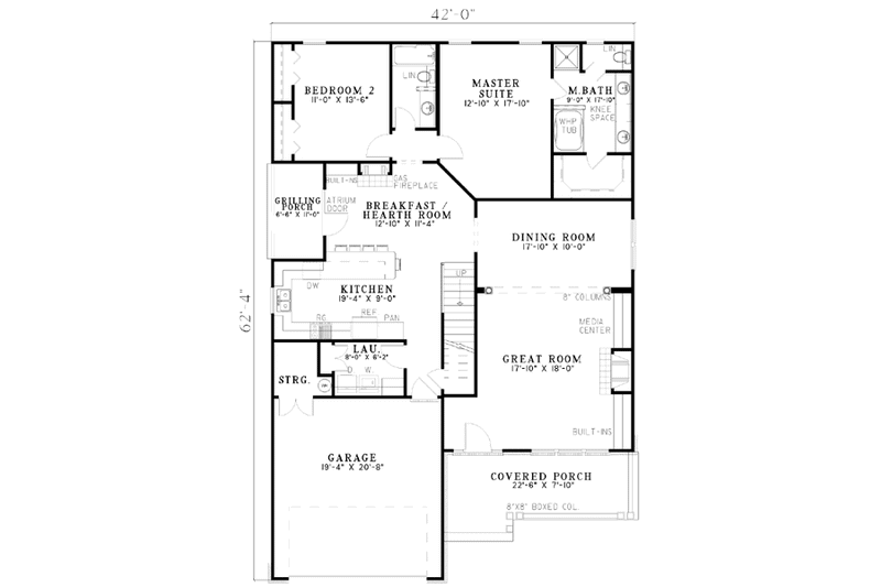 Home Plan - Floor Plan - Main Floor for Traditional House Plan #17-249 - 3 bed, 3 bath