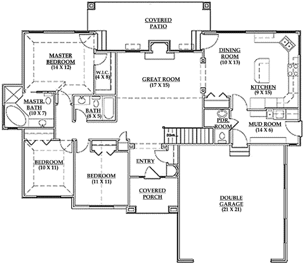 Architectural House Design - Traditional Floor Plan - Main Floor Plan #5-116