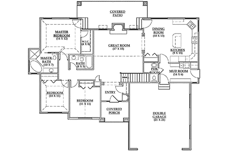 Dream House Plan - Floor Plan - Main Floor for Traditional House Plan #5-116 - 3 bed, 2.5 bath