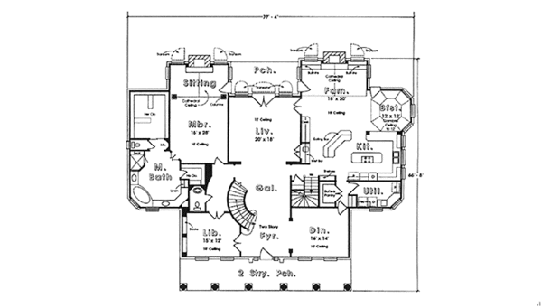 Architectural House Design - Colonial Floor Plan - Main Floor Plan #974-8