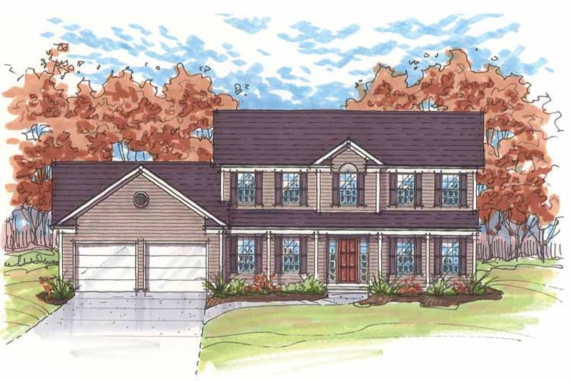 Dream House Plan - Exterior - Front Elevation 3 for Traditional House Plan #435-15 - 4 bed, 2.5 bath