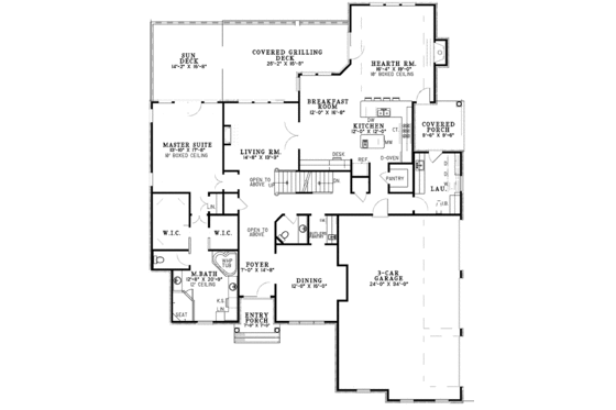 Floor Plan - Main Floor for Traditional House Plan #17-3009 - 5 bed, 4.5 bath