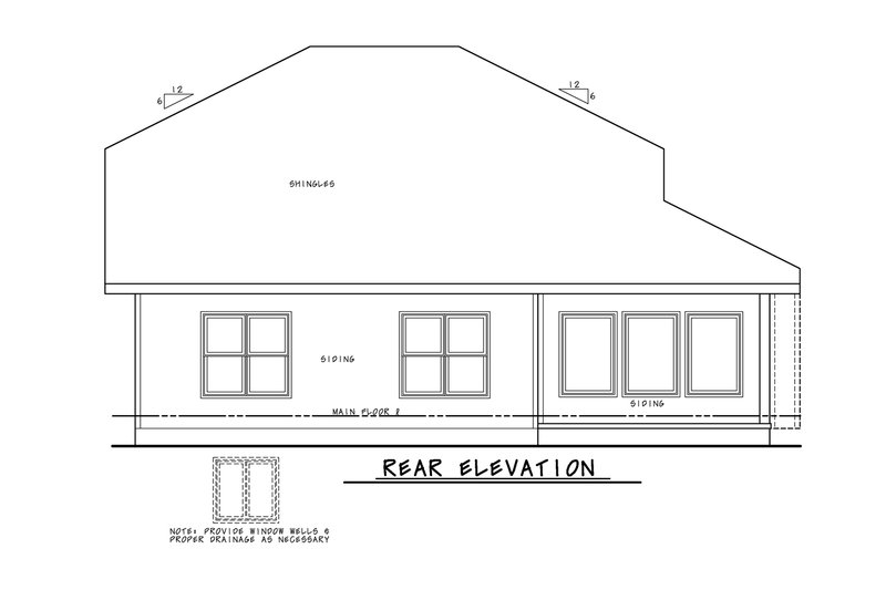 House Blueprint - Exterior - Rear Elevation for Contemporary House Plan #20-2430 - 4 bed, 2.5 bath