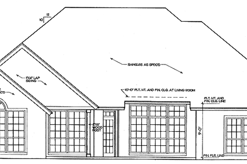 Home Plan - Exterior - Rear Elevation for Ranch House Plan #310-1186 - 4 bed, 3 bath