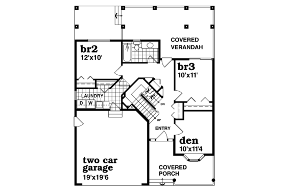 Floor Plan - Main Floor for Contemporary House Plan #47-913 - 3 bed, 2.5 bath