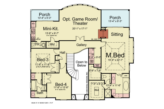 Floor Plan - Upper Floor for Colonial House Plan #119-478 - 4 bed, 3 bath